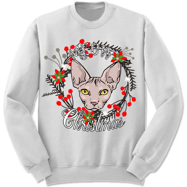 Hairless Cat Ugly Christmas Sweater Sphynx Cat Gift Drawstring Bag